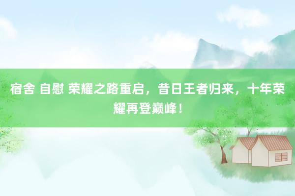 宿舍 自慰 荣耀之路重启，昔日王者归来，十年荣耀再登巅峰！