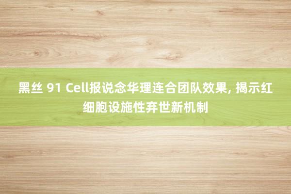 黑丝 91 Cell报说念华理连合团队效果, 揭示红细胞设施