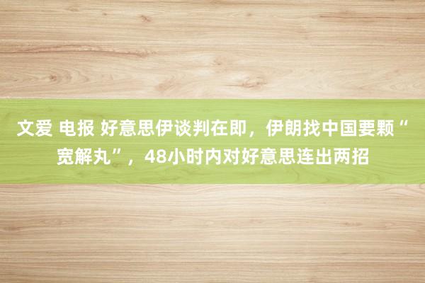 文爱 电报 好意思伊谈判在即，伊朗找中国要颗“宽解丸”，48